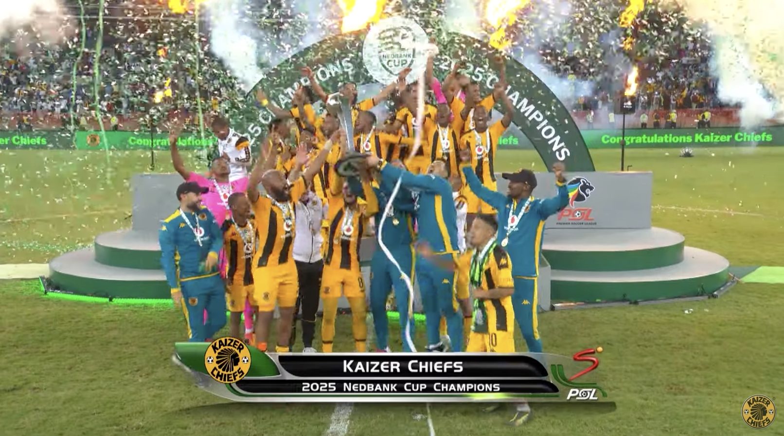 Kaizer Chiefs lifting the Nedbank Cup